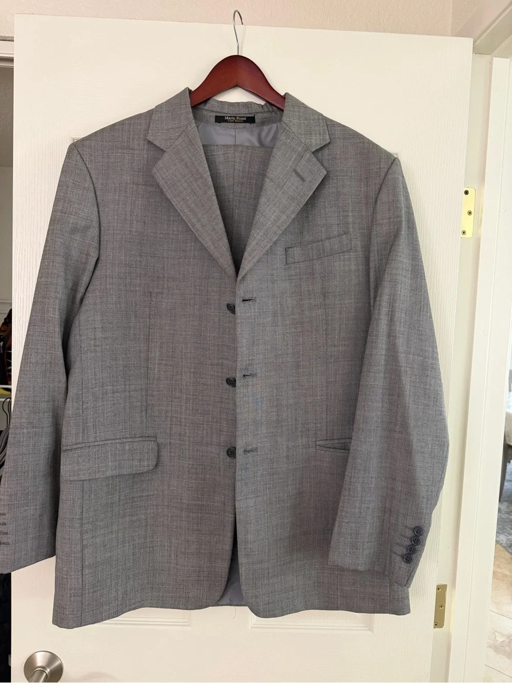 Men's Gray Classic Wool-Blend Blazer